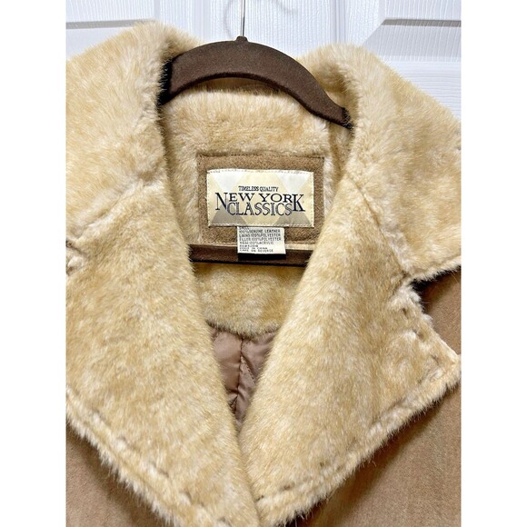 Vintage Women's Suede Leather Coat Jacket L Western Fur New York Classics Brown - Picture 5 of 16